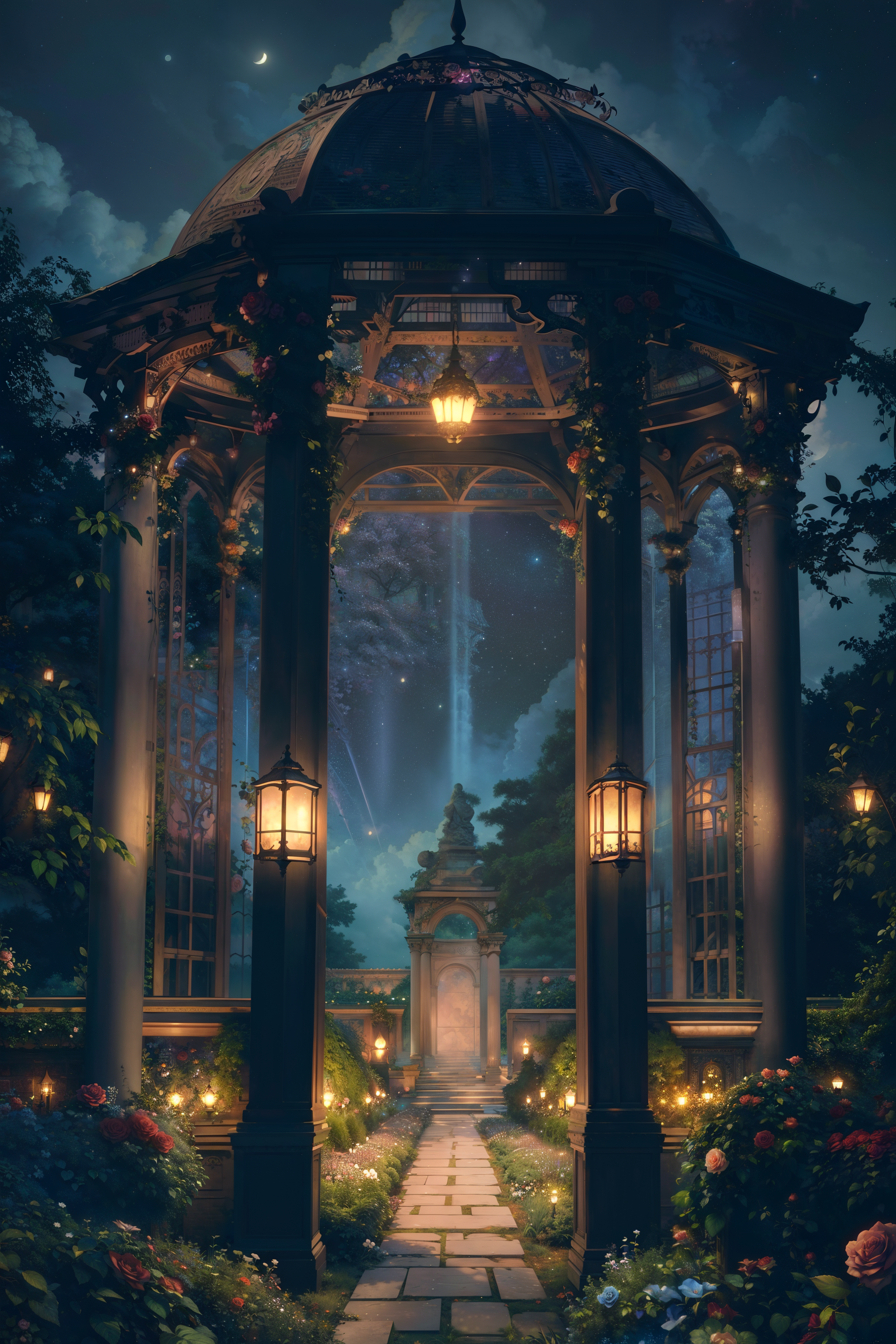 01485-2053815966-(Illustration_1.3), (secret garden), lush, floral, rose, (botanical), romanticism, moody, space, stars, nebula, beautiful clouds.png